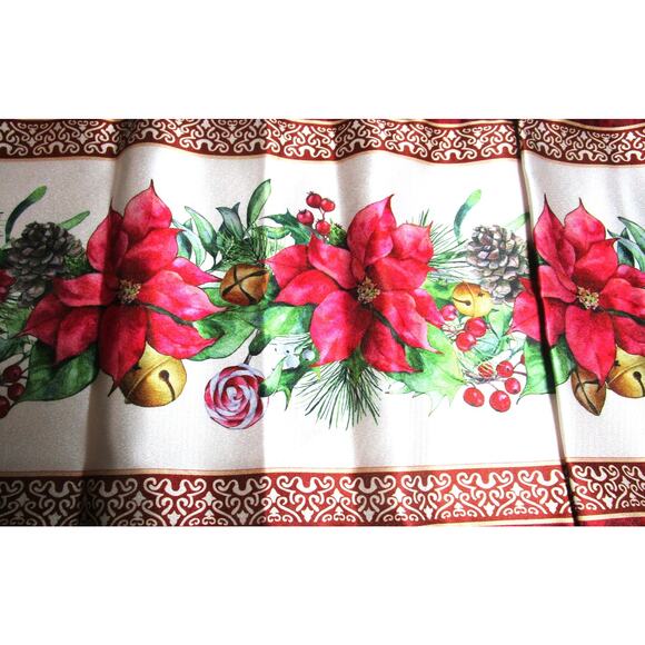 Softalker Christmas Holiday Table Runner Poinsettia Bells Pinecones 13x72 Inches - Picture 3 of 4